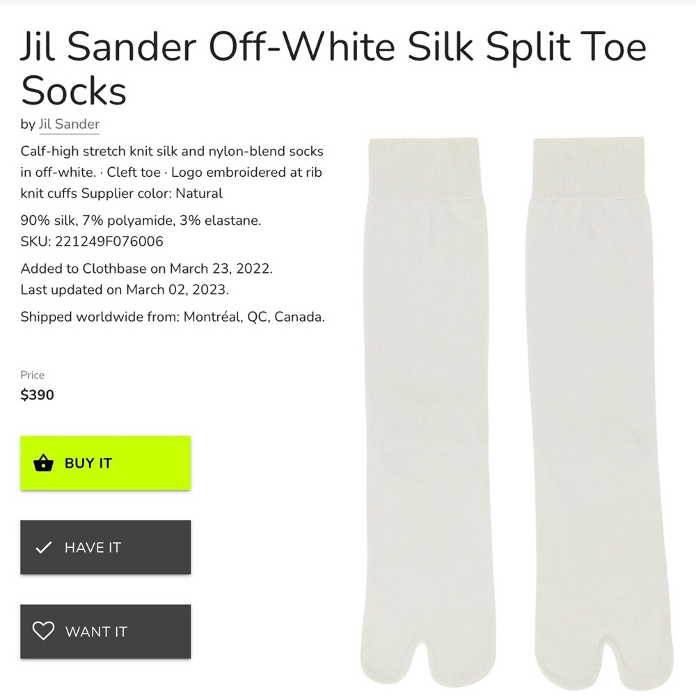 🔥🔥HOST PIC🔥🔥 Jil Sander off White Silk Split Toe Socks - Picture 4 of 13